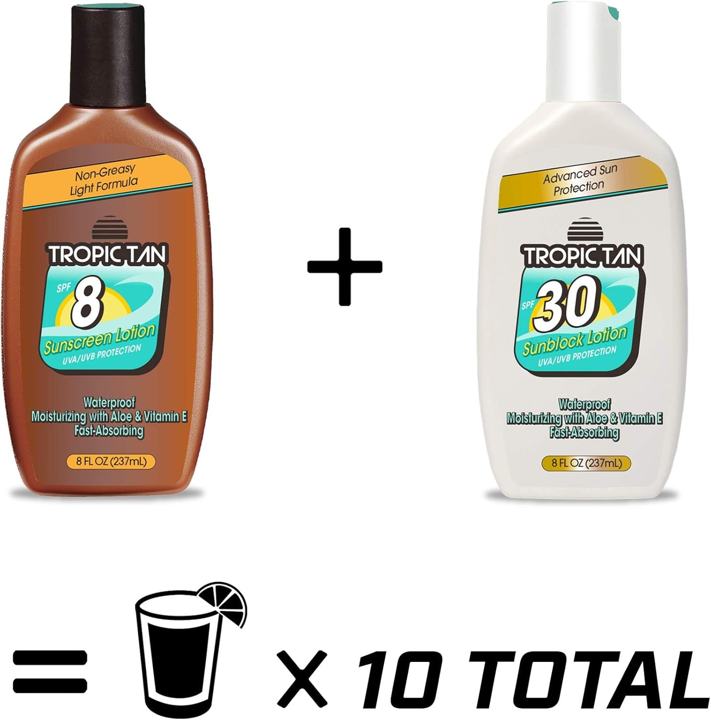 GoPong Tropic Tan Sunscreen Bottle Flask 2 Pack (16 oz Total) - Hidden Alcohol Travel Flasks - Secret Liquor Containers for Beaches, Cruises, and Sports Events – Includes Funnel & Spout